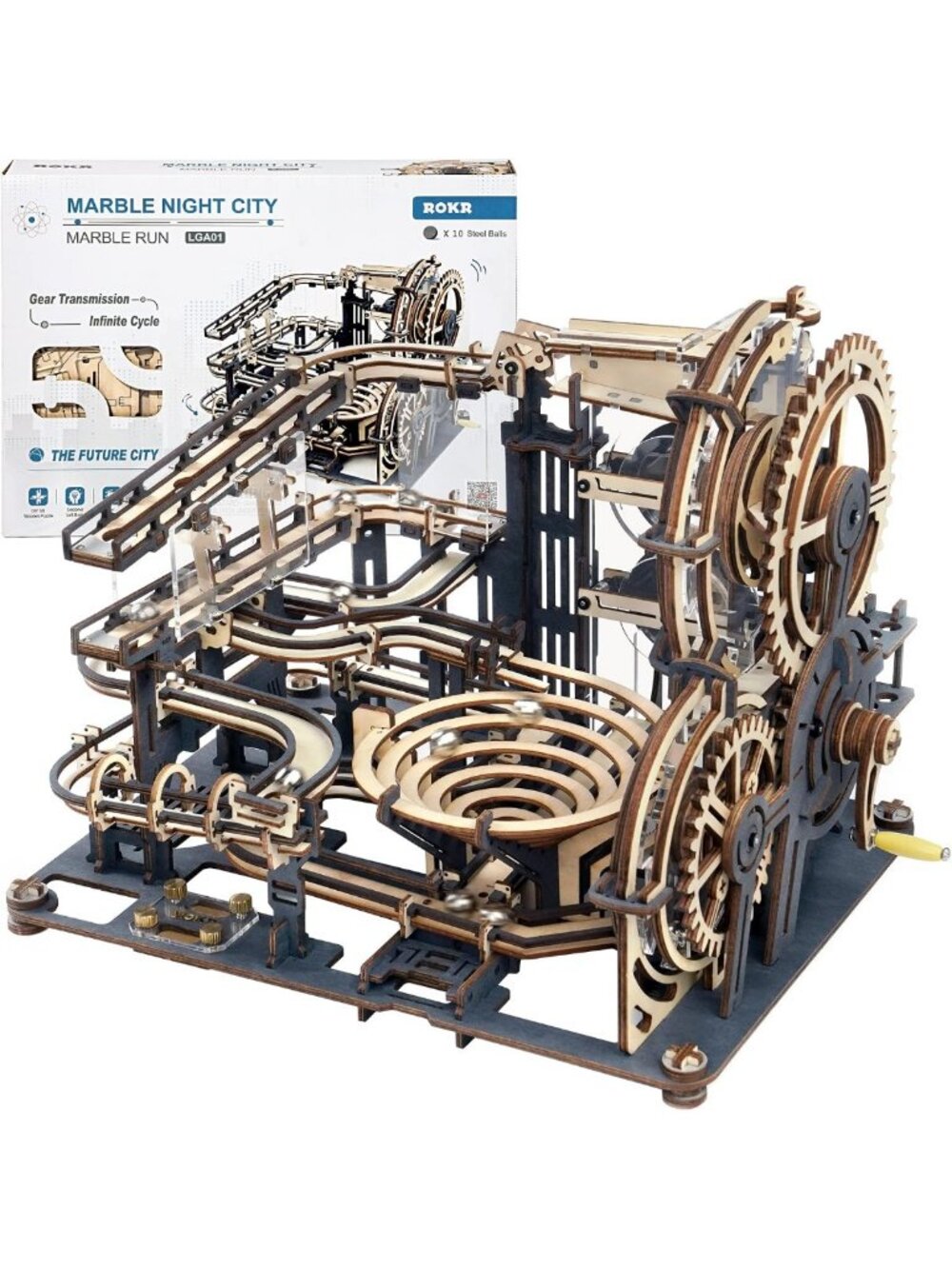 3D Wooden Puzzle Kit for Adults - Marble Run Model Building Set, Fun Gift Idea